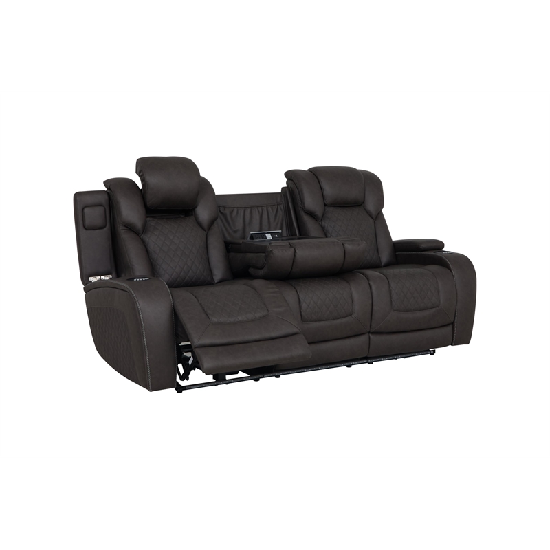 Bowery Hill Power Motion Reclining Sofa in Dark Gray Microfiber