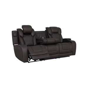 Bowery Hill Power Motion Reclining Sofa in Dark Gray Microfiber