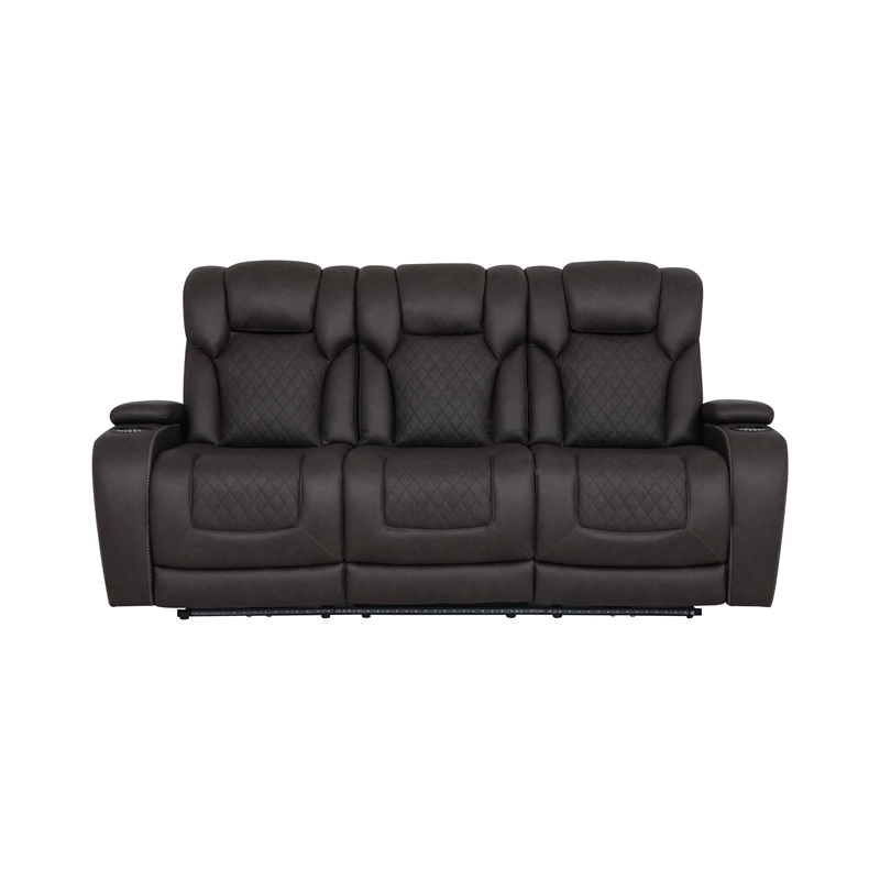 Bowery Hill Power Motion Reclining Sofa in Dark Gray Microfiber