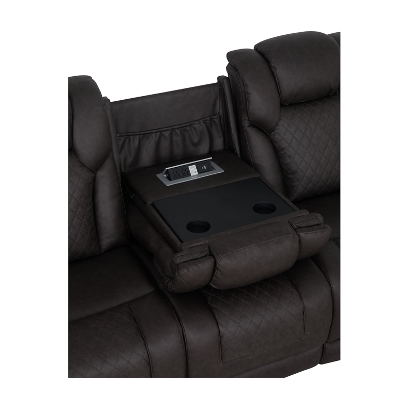 Bowery Hill Power Motion Reclining Sofa in Dark Gray Microfiber