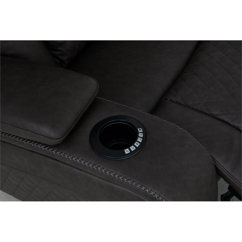 Bowery Hill Power Motion Reclining Sofa in Dark Gray Microfiber