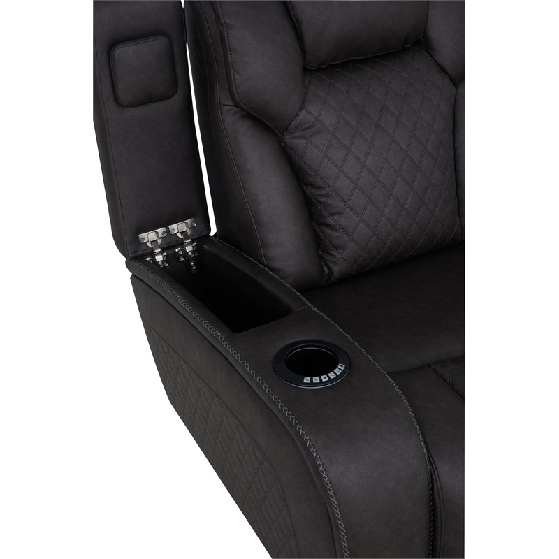 Bowery Hill Power Motion Reclining Sofa in Dark Gray Microfiber