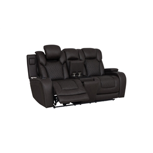 Bowery Hill Power Motion Reclining Loveseat in Dark Gray Microfiber