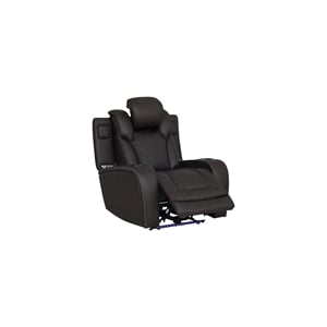 Bowery Hill Quilted Power Motion Recliner in Dark Gray Microfiber
