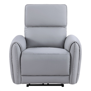 Bowery Hill Power Motion Recliner with USB Port in Gray Synthetic Leather
