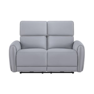 Bowery Hill Power Motion Loveseat with USB Port in Gray Synthetic Leather