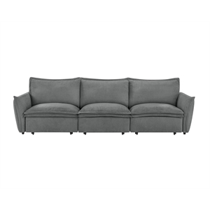 Bowery Hill Upholstered Power Sofa with Sleeper in Gray Chenille