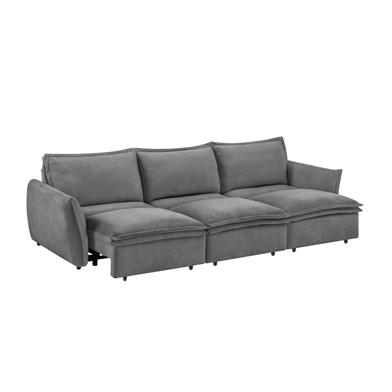 Bowery Hill Upholstered Power Sofa with Sleeper in Gray Chenille