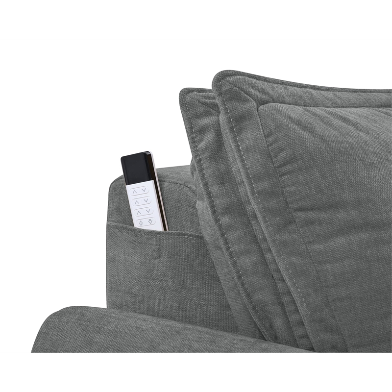 Bowery Hill Upholstered Power Sofa with Sleeper in Gray Chenille