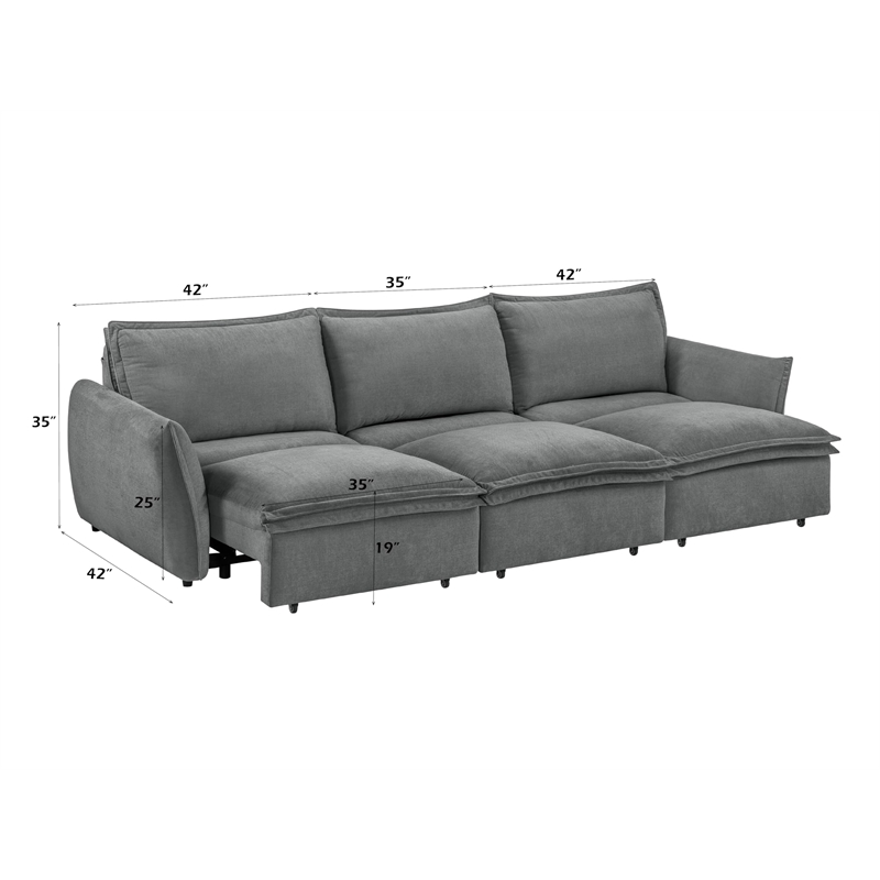 Bowery Hill Upholstered Power Sofa with Sleeper in Gray Chenille