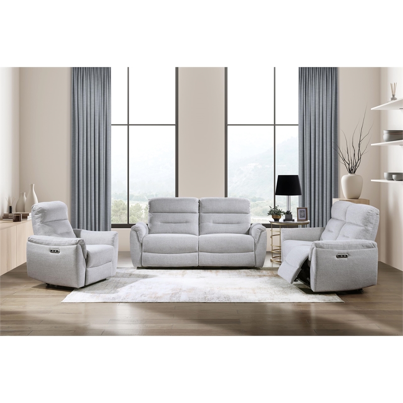 Bowery Hill Power Motion Sofa with USB Port in Gray Chenille