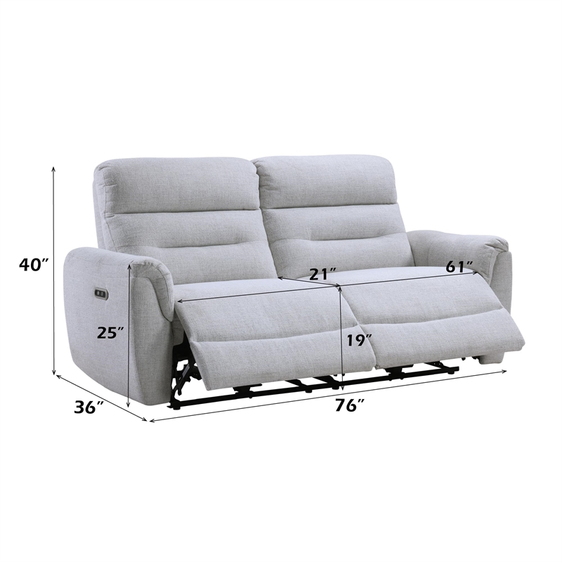 Bowery Hill Power Motion Sofa with USB Port in Gray Chenille