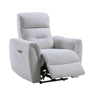 Bowery Hill Power Motion Recliner with USB Port in Gray Chenille