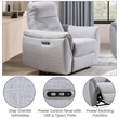 Bowery Hill Power Motion Recliner with USB Port in Gray Chenille