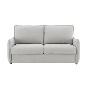 Bowery Hill Upholstered Sofa with Memory Foam Sleeper in Beige Chenille