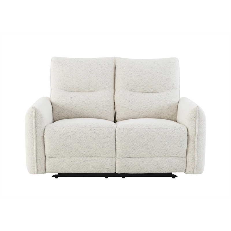 Bowery Hill Power Motion Loveseat with USB Port in Cream Chenille