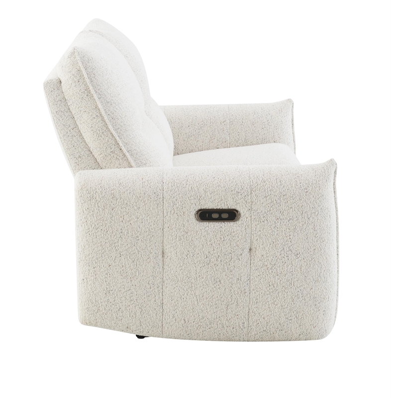 Bowery Hill Power Motion Loveseat with USB Port in Cream Chenille