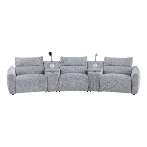 Bowery Hill Modular Power Motion Recliner in Light Gray Chenille