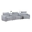 Bowery Hill Modular Power Motion Armless Recliner in Light Gray Chenille