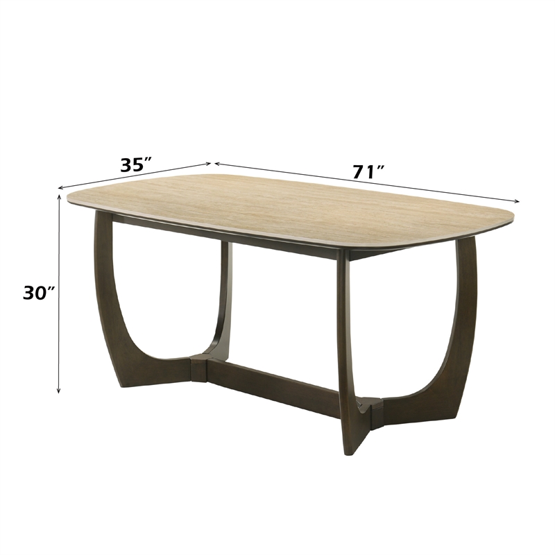 Bowery Hill Dining Table with Ceramic Top in Ceramic and Walnut