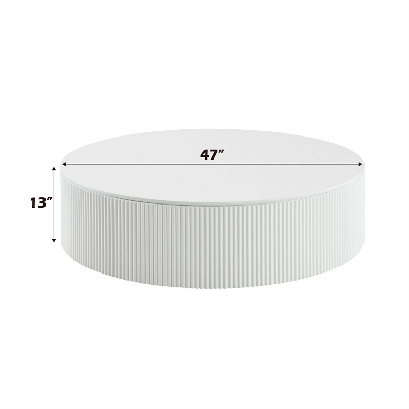 Bowery Hill Round Coffee Table with Fixed Top in White High Gloss
