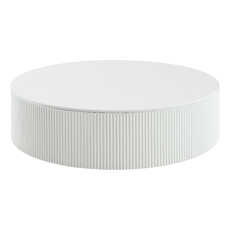 Bowery Hill Round Coffee Table with Fixed Top in White High Gloss