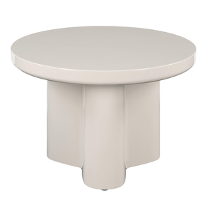 Bowery Hill Round End Table with Pedestal Base in Light Gray High Gloss