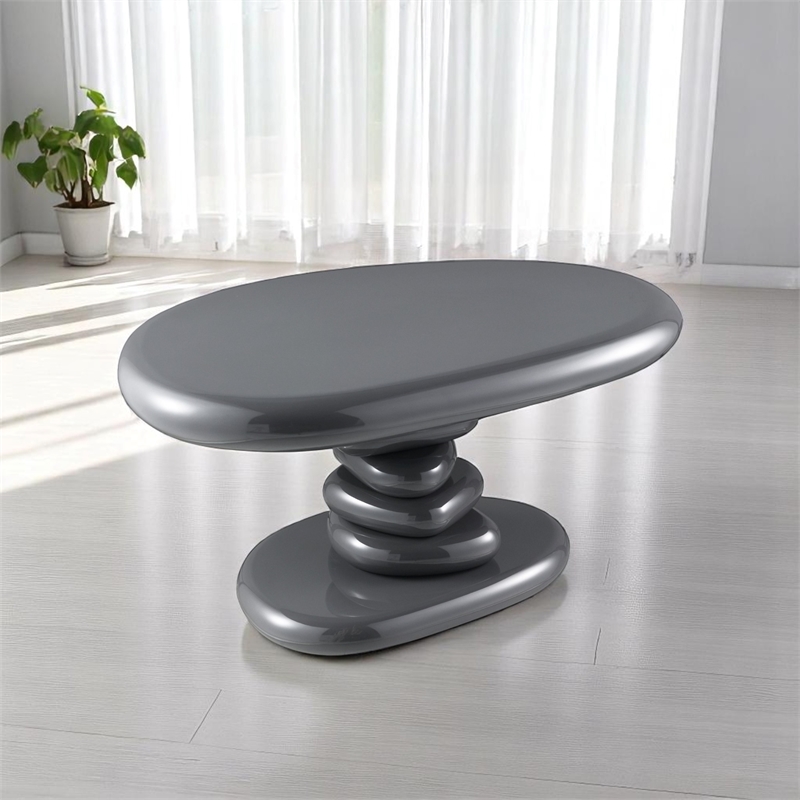 Bowery Hill End Table with Rounded Safety Edges in Gray High Gloss