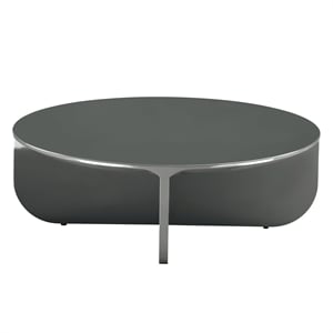 Bowery Hill Round Coffee Table with Cross Base in Teal High Gloss
