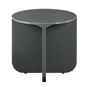 Bowery Hill Round End Table with Cross Base in Teal High Gloss