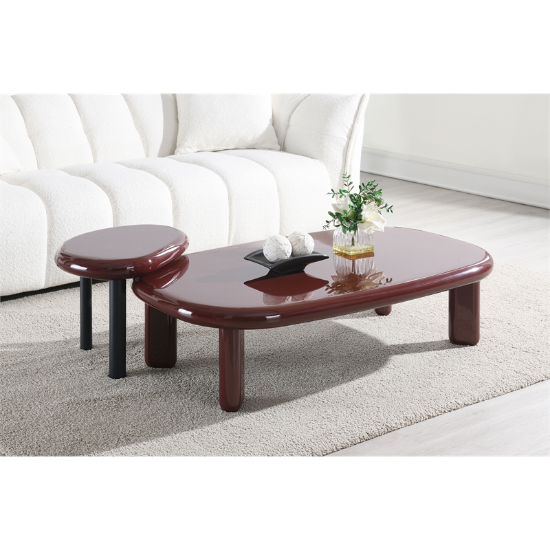 Bowery Hill End Table with Cylindrical Legs in Red High Gloss