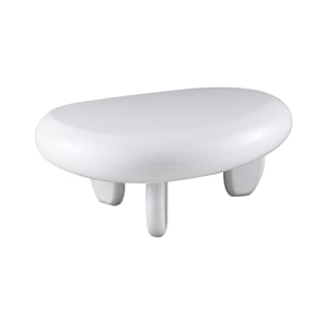 Bowery Hill Pebble Coffee Table with Rounded Edges in White High Gloss