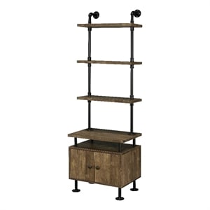 Bowery Hill Industrial TV Stand Side Pier in Rustic Oak and Black