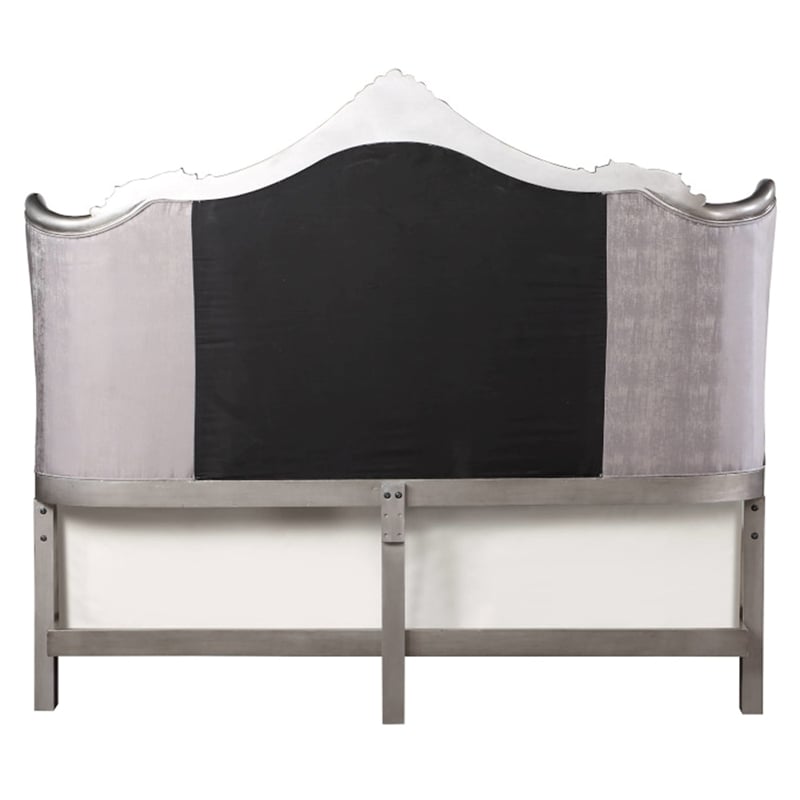 Bowery Hill Queen Wingback Bed in Velvet and Antique Platinum