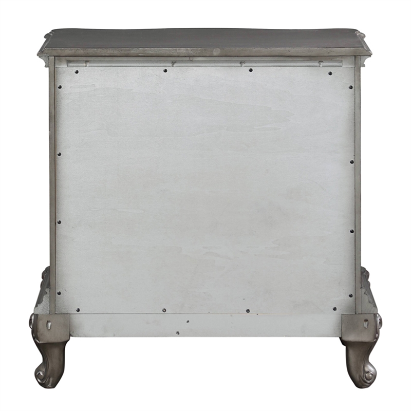 Bowery Hill Nightstand with Felt-Lined Drawers in Antique Platinum