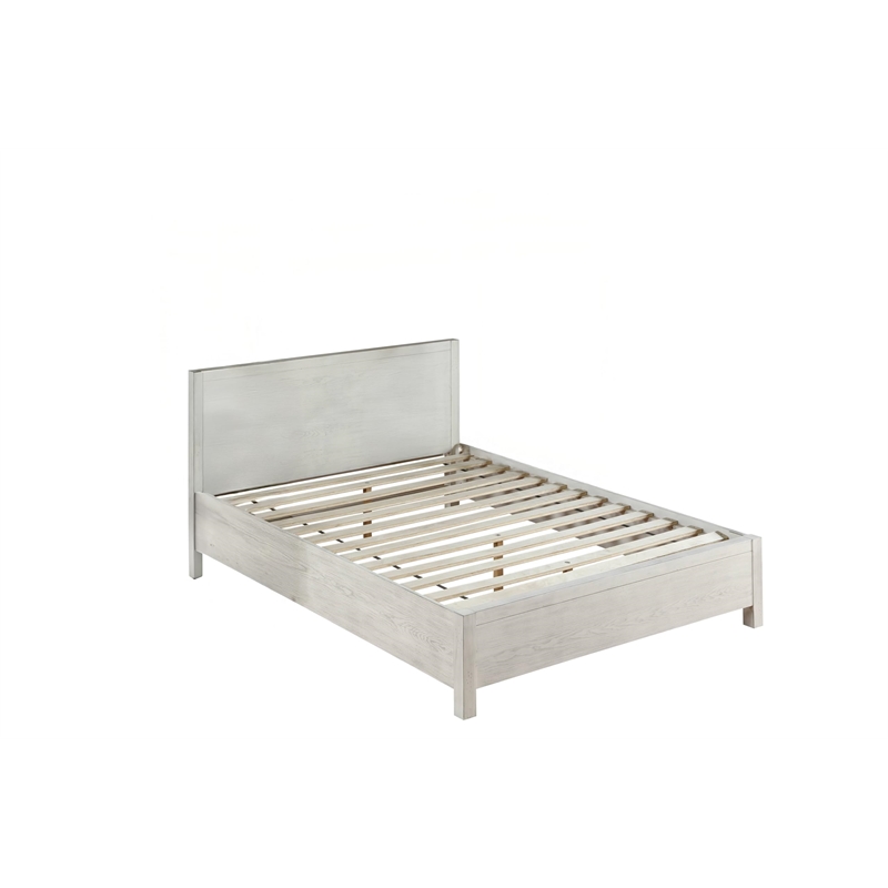Bowery Hill Low-Profile Queen Bed with Slat Support in Weathered White