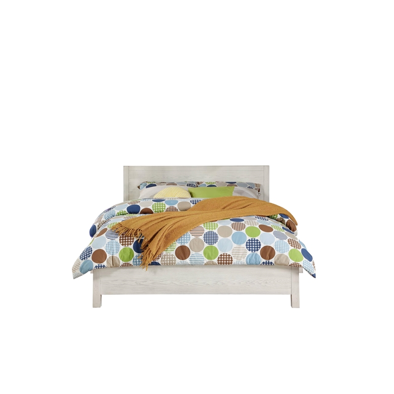 Bowery Hill Low-Profile Queen Bed with Slat Support in Weathered White