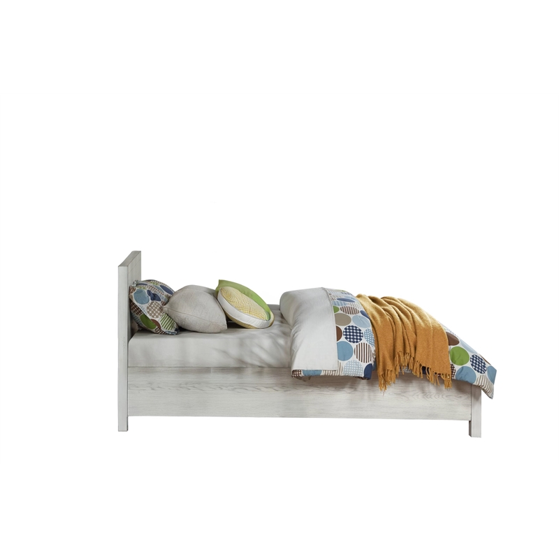 Bowery Hill Low-Profile Queen Bed with Slat Support in Weathered White