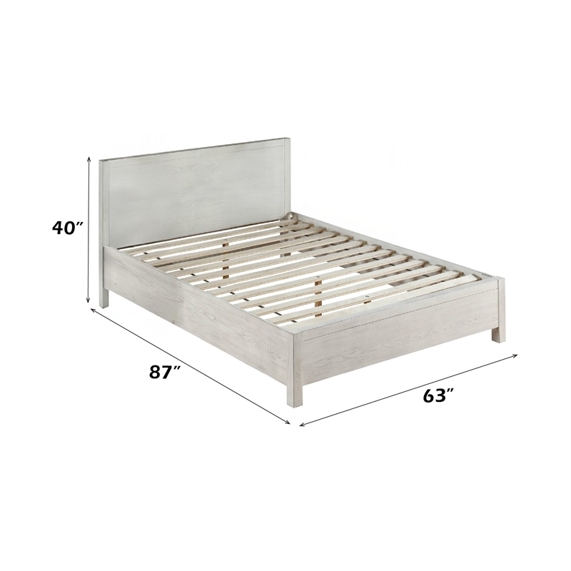 Bowery Hill Low-Profile Queen Bed with Slat Support in Weathered White