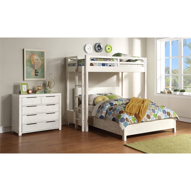 Bowery Hill Low-Profile Queen Bed with Slat Support in Weathered White