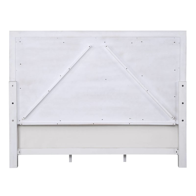 Bowery Hill Eastern King Tufted Bed in Gray Linen and Weathered White