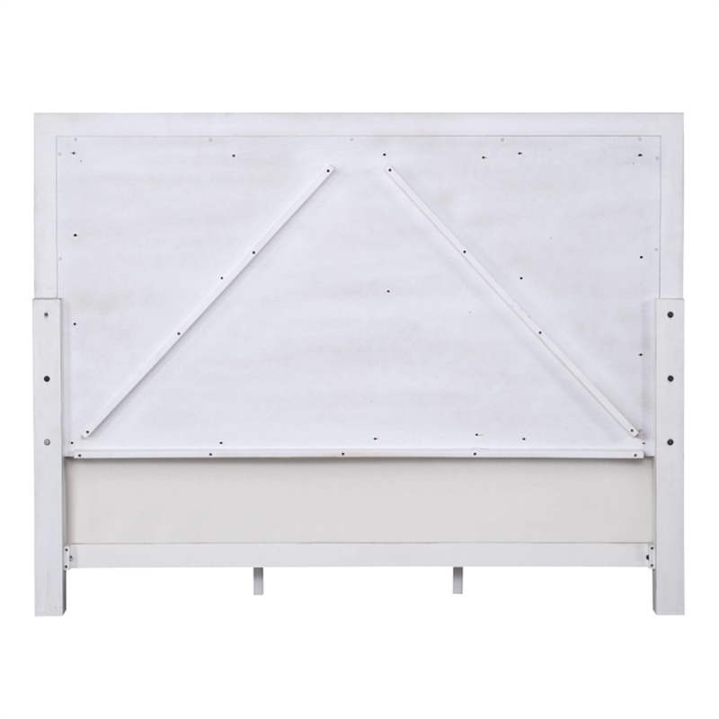 Bowery Hill Queen Tufted Bed in Gray Linen and Weathered White
