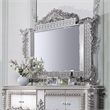 Bowery Hill Rectangular Wall Mirror with Scrollwork in Antique Platinum