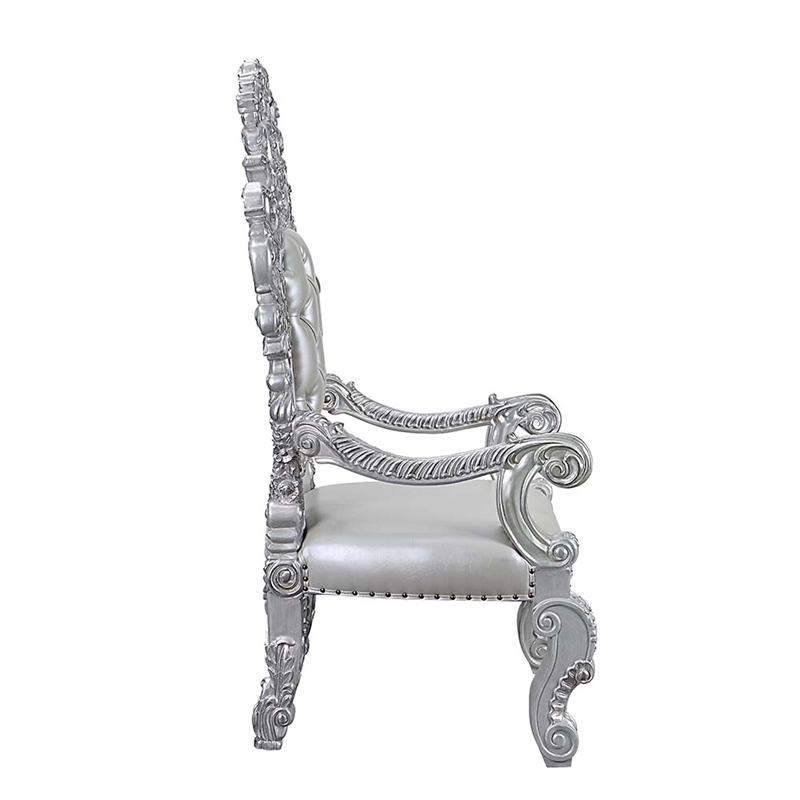 Bowery Hill Arm Chair Set of 2 in Synthetic Leather and Antique Platinum