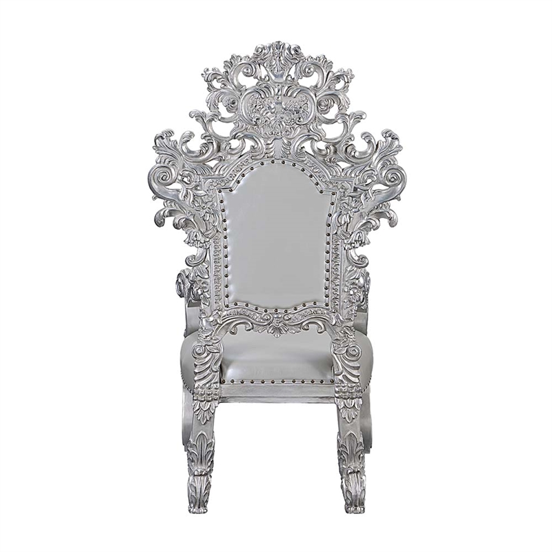 Bowery Hill Arm Chair Set of 2 in Synthetic Leather and Antique Platinum