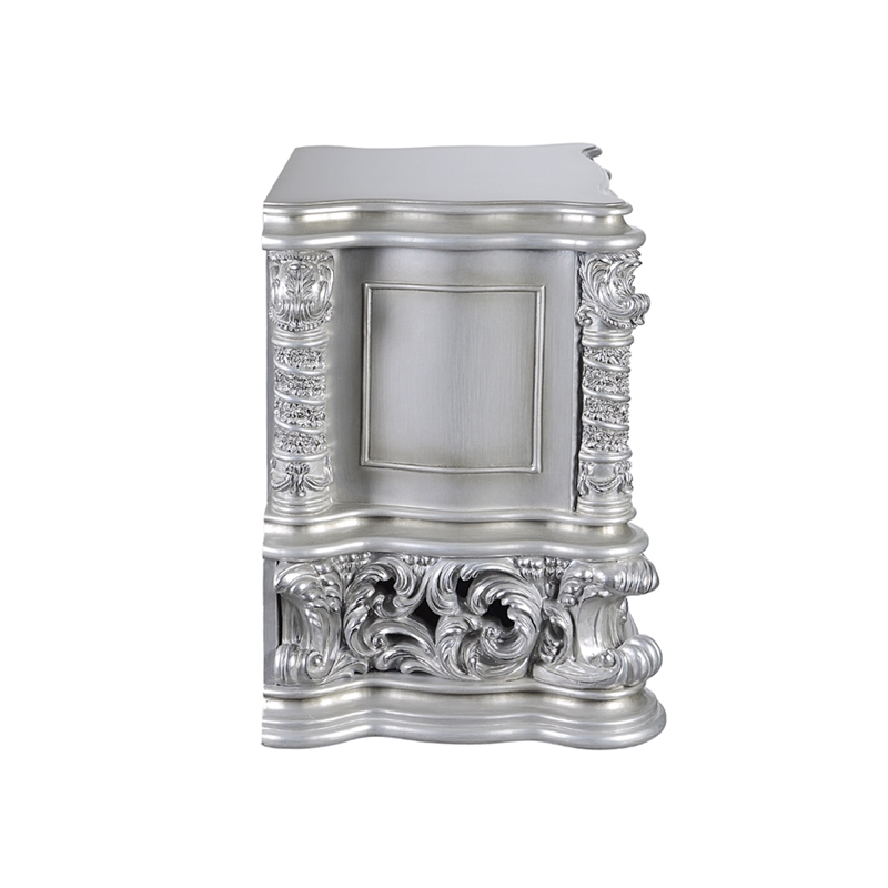 Bowery Hill Nightstand with Felt-Lined Drawers in Antique Platinum