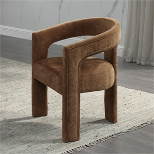 Bowery Hill Upholstered Barrel Arm Chair Set of 2 in Brown Linen