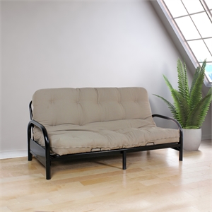 Bowery Hill 8-Inch Full Reversible Poplin Futon Mattress in Khaki