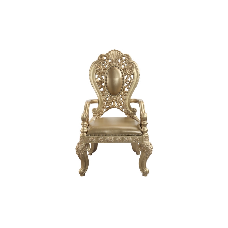 Bowery Hill Arm Chair Set of 2 in Synthetic Leather and Gold