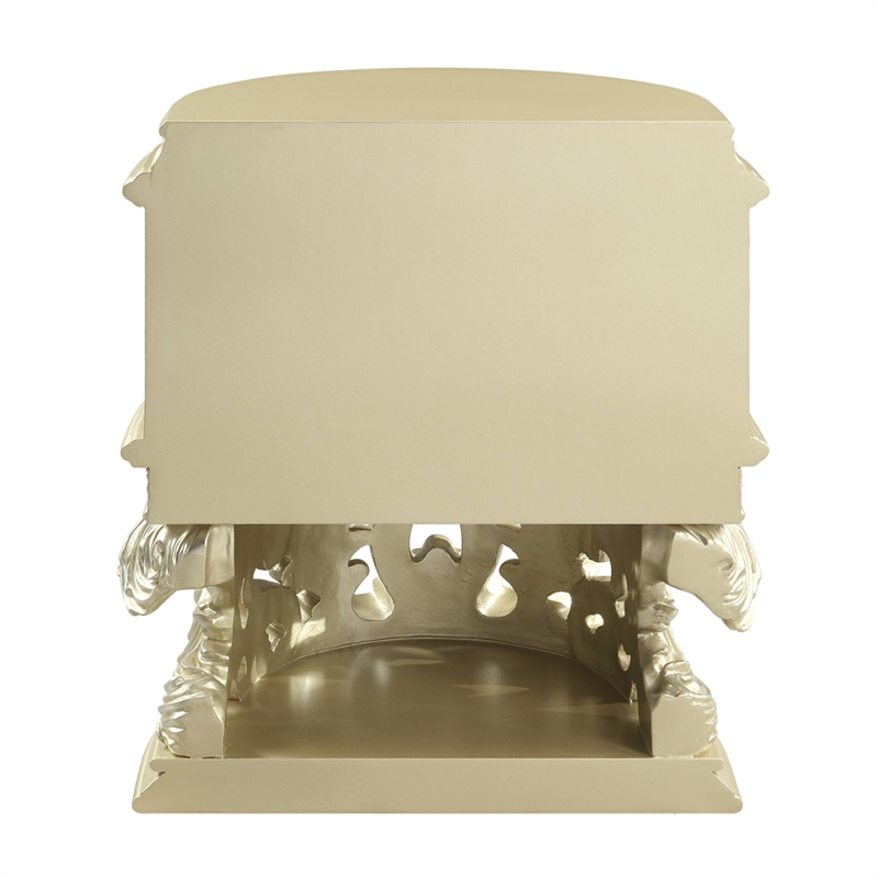 Bowery Hill Nightstand with Felt-Lined Drawers in Champagne Silver